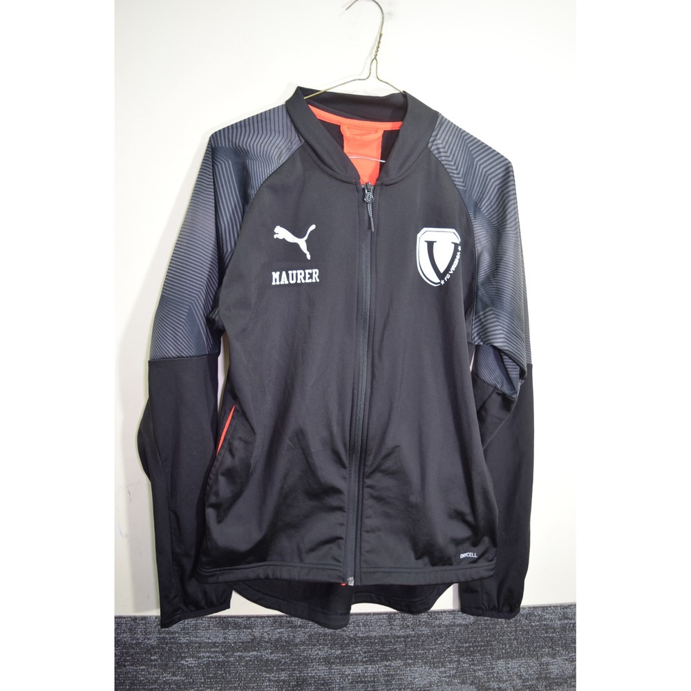 Puma FC Virginia Soccer Jacket Mens S Black DryCell Full Zip Warm Up Maurer